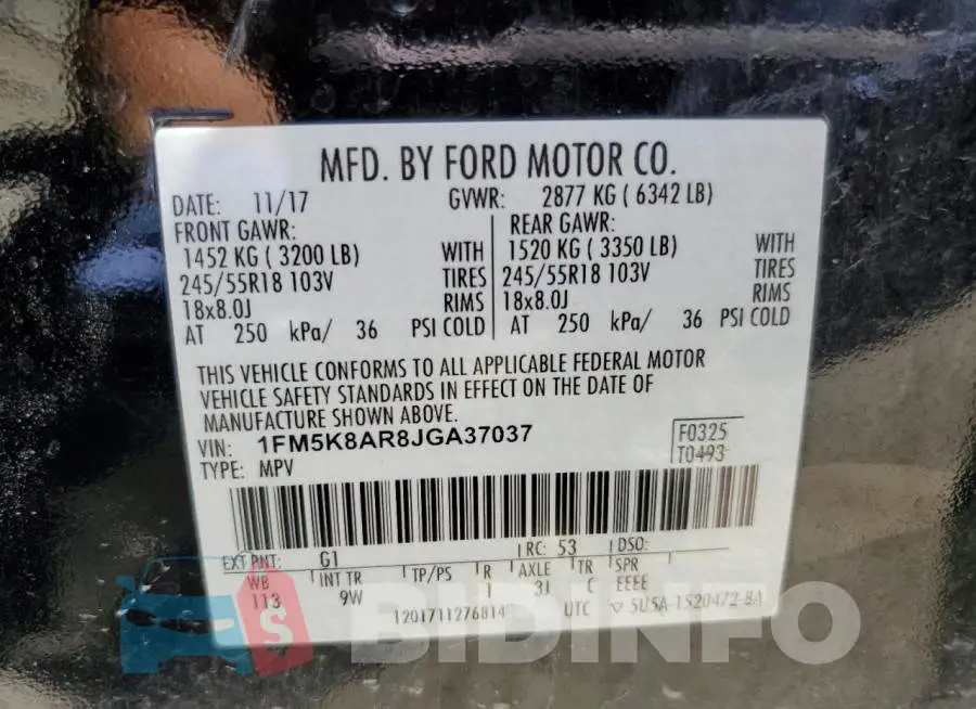 1FM5K8AR8JGA37037 Photo# 10