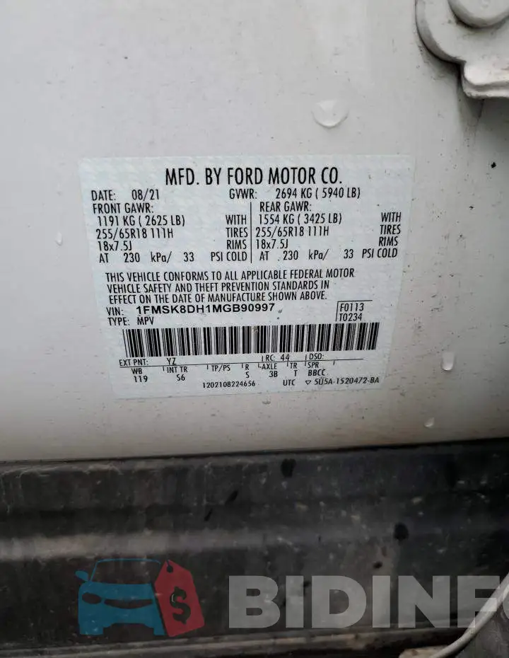1FMSK8DH1MGB90997 Photo# 10