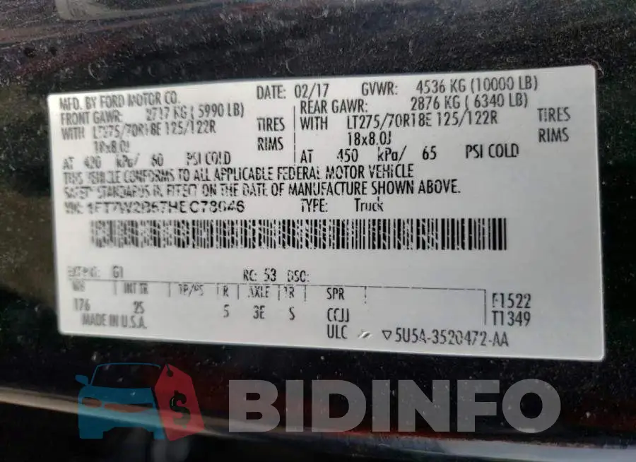 1FT7W2B67HEC78046 Photo# 10