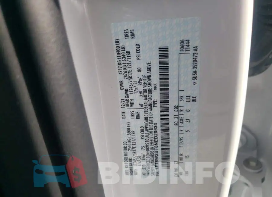 1FT8W2BT8NED20634 Photo# 10