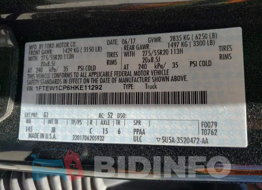1FTEW1CP6HKE11292 Photo# 10
