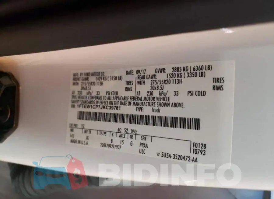 1FTEW1CP7JKC39781 Photo# 10