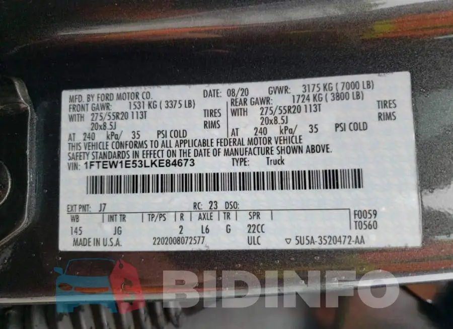 1FTEW1E53LKE84673 Photo# 10