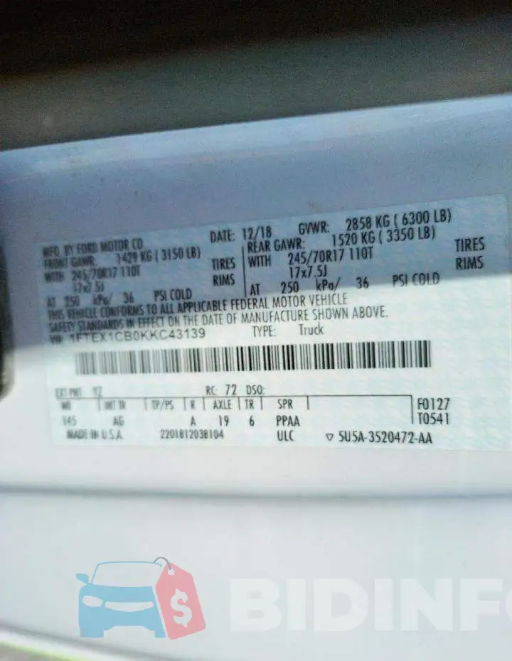 1FTEX1CB0KKC43139 Photo# 10