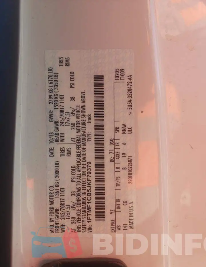 1FTMF1CB5JKF79379 Photo# 10