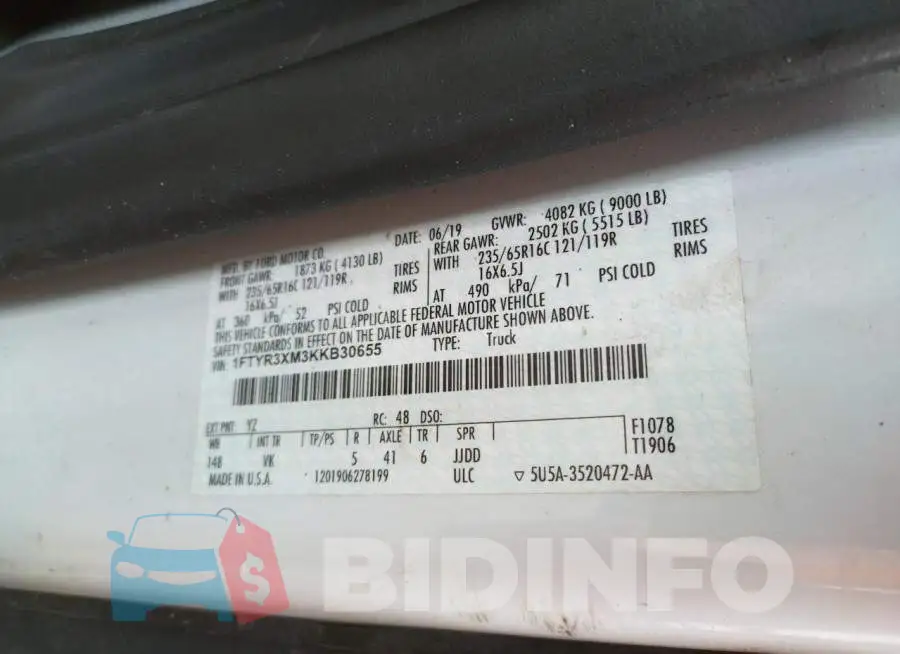 1FTYR3XM3KKB30655 Photo# 10