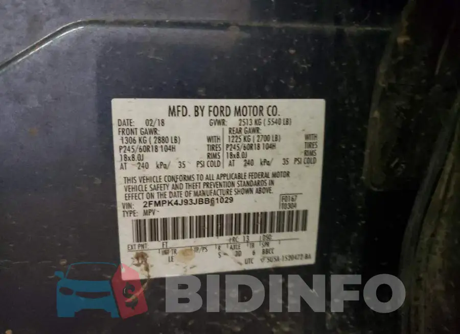 2FMPK4J93JBB61029 Photo# 10
