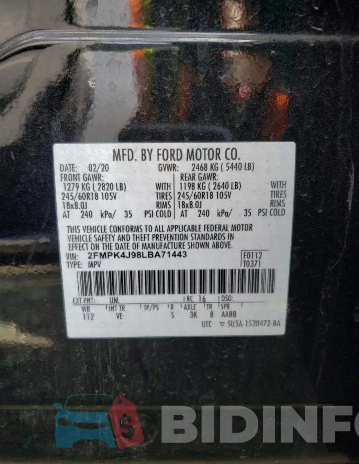 2FMPK4J98LBA71443 Photo# 10