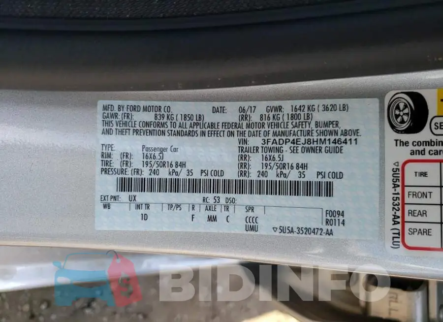 3FADP4EJ8HM146411 Photo# 10