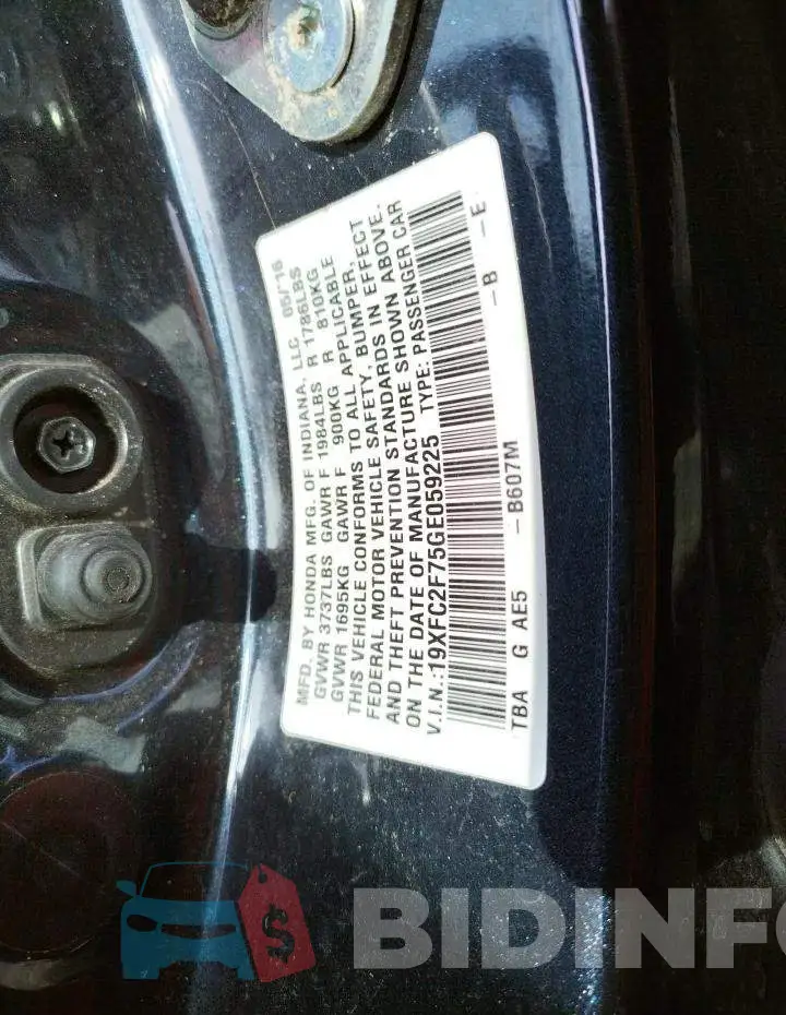 19XFC2F75GE059225 Photo# 10