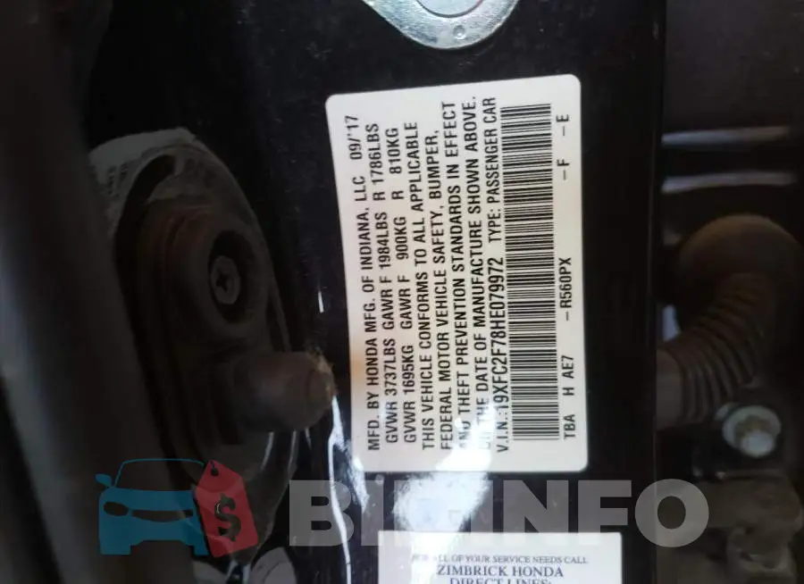 19XFC2F78HE079972 Photo# 10