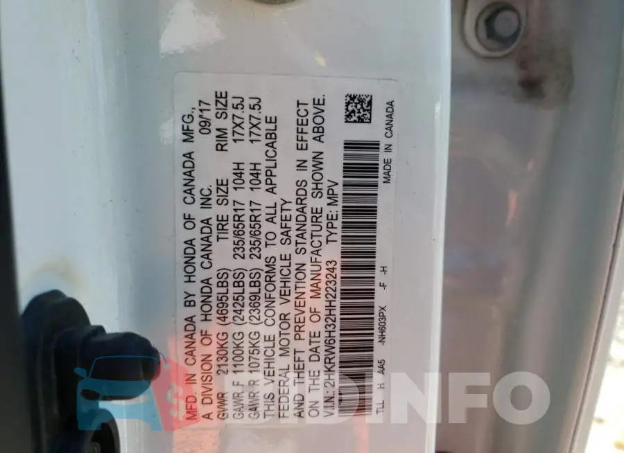 2HKRW6H32HH223243 Photo# 10