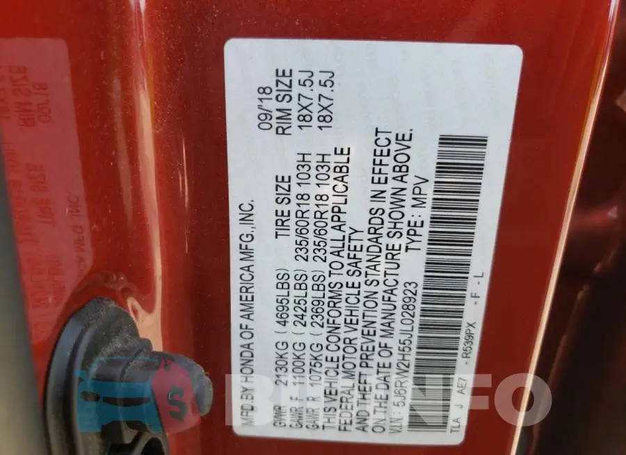5J6RW2H55JL028923 Photo# 10