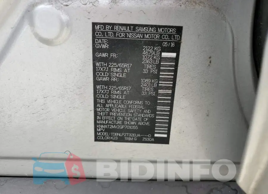 KNMAT2MV2GP701055 Photo# 10