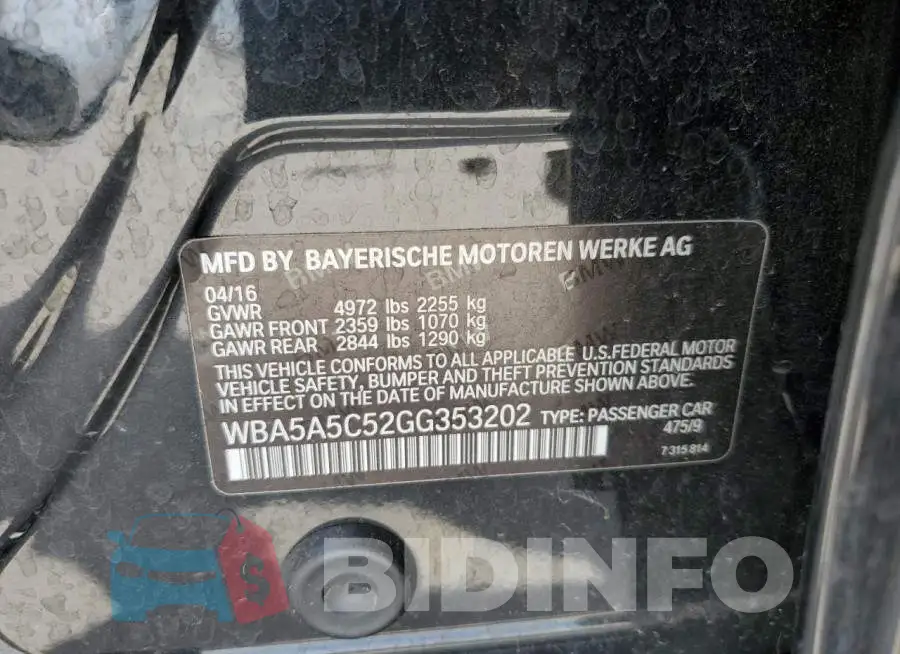WBA5A5C52GG353202 Photo# 10