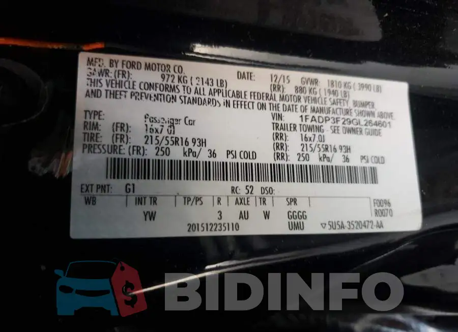 1FADP3F29GL264601 Photo# 10