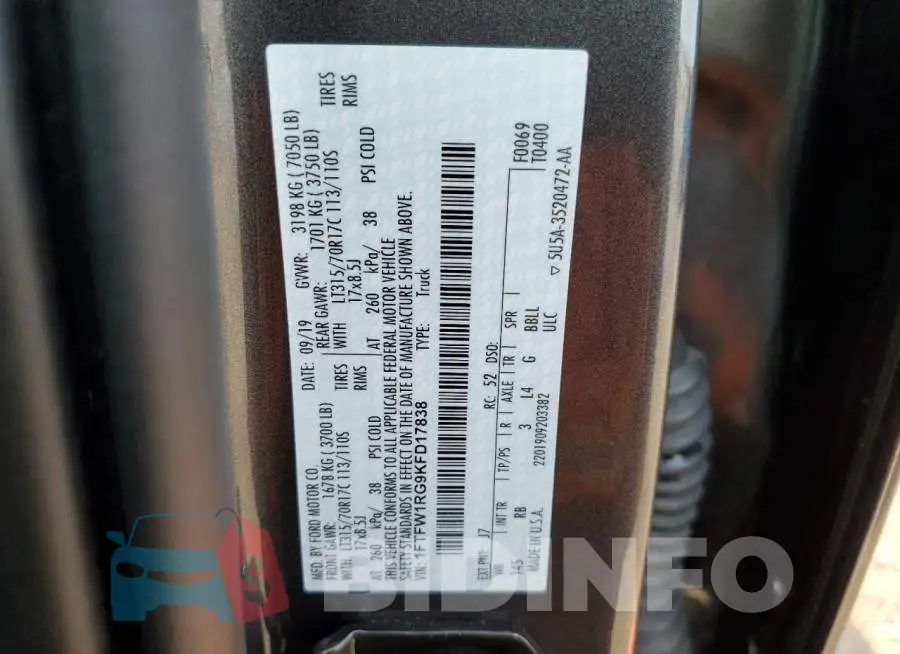 1FTFW1RG9KFD17838 Photo# 10