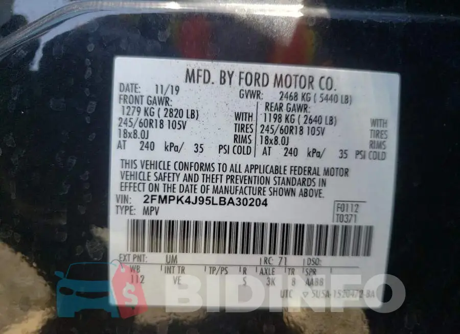 2FMPK4J95LBA30204 Photo# 10
