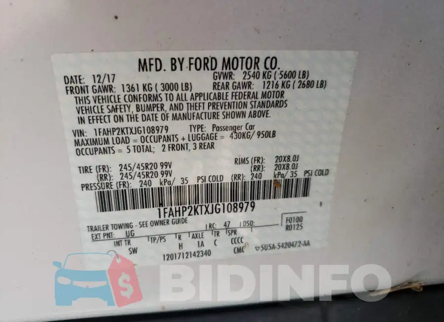 1FAHP2KTXJG108979 Photo# 10