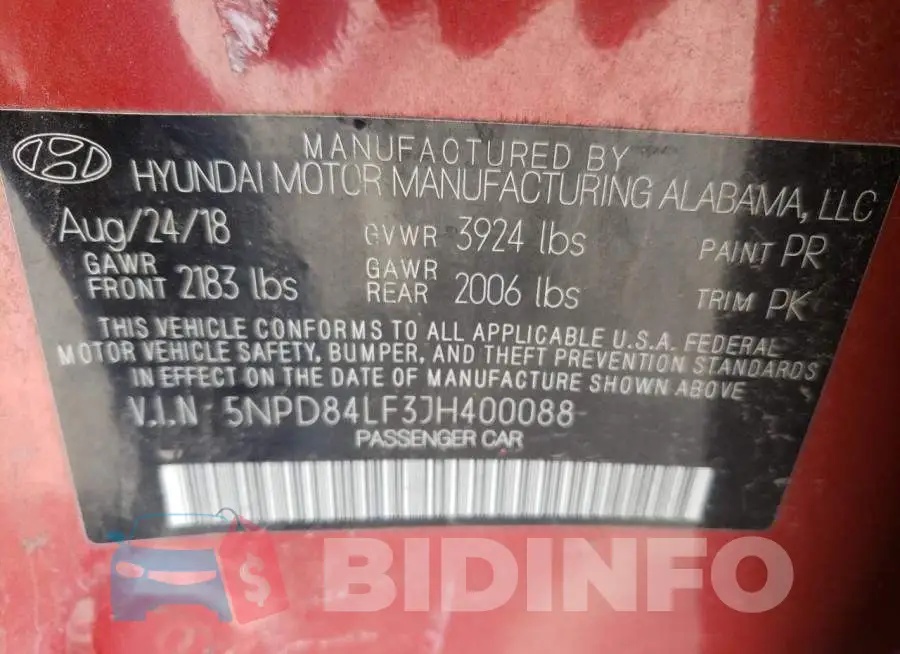 5NPD84LF3JH400088 Photo# 10