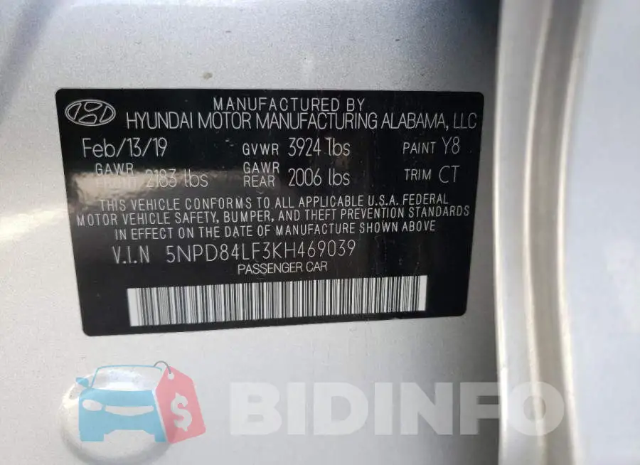 5NPD84LF3KH469039 Photo# 10