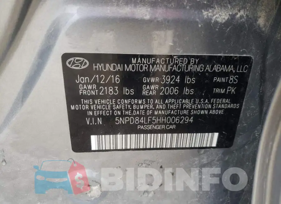 5NPD84LF5HH006294 Photo# 10