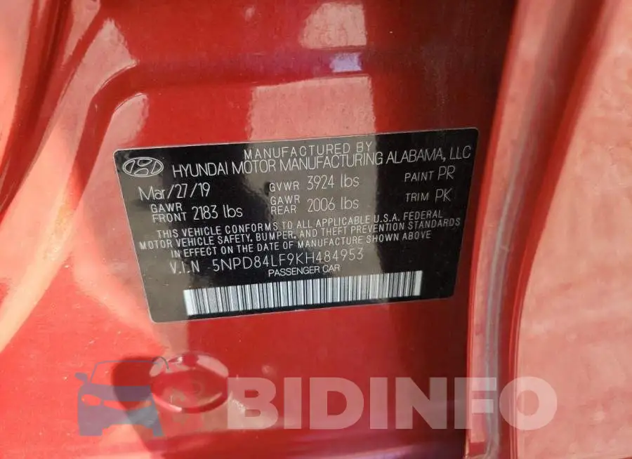 5NPD84LF9KH484953 Photo# 10