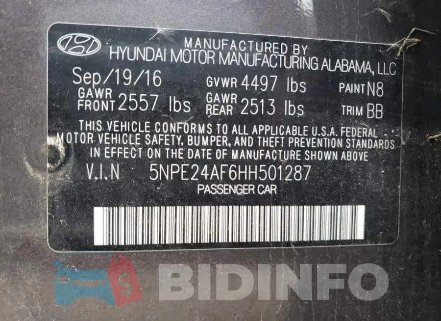 5NPE24AF6HH501287 Photo# 10