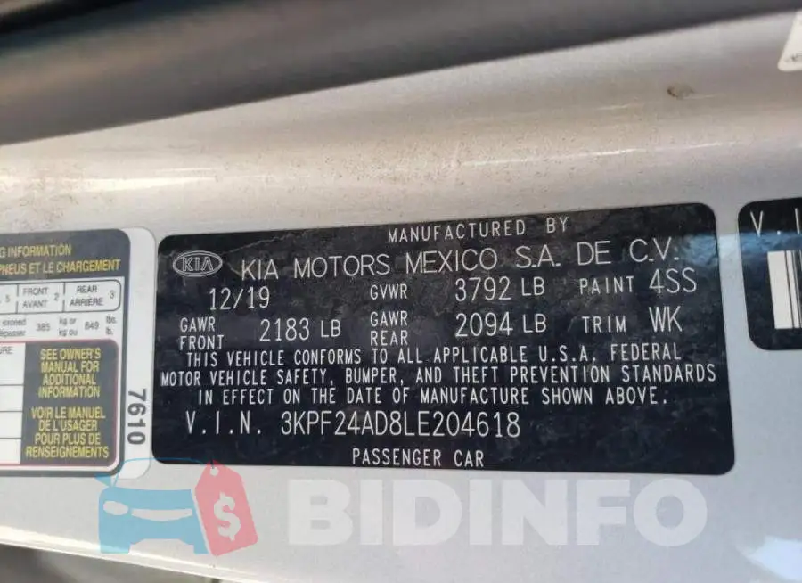 3KPF24AD8LE204618 Photo# 10