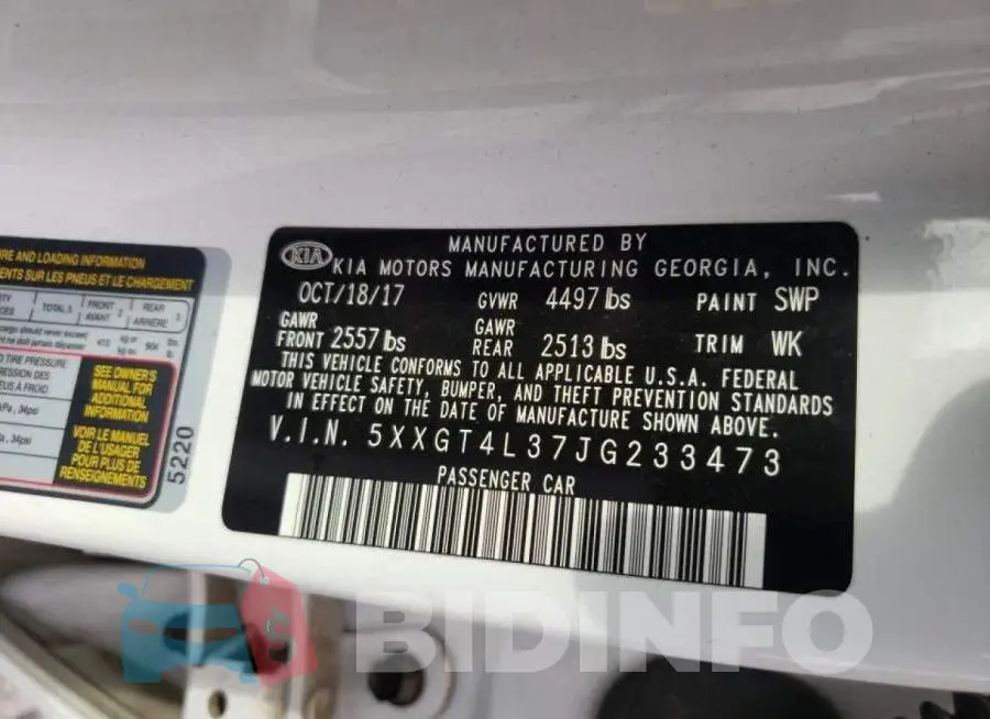 5XXGT4L37JG233473 Photo# 10