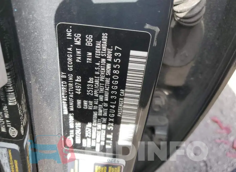 5XXGU4L33GG085537 Photo# 10