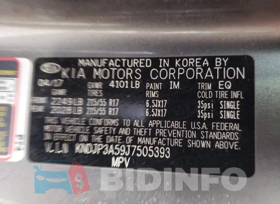KNDJP3A59J7505393 Photo# 10