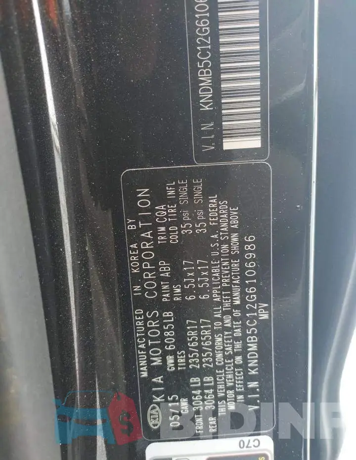 KNDMB5C12G6106986 Photo# 10