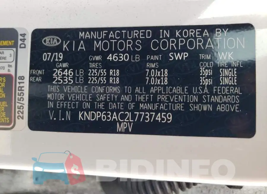 KNDP63AC2L7737459 Photo# 10