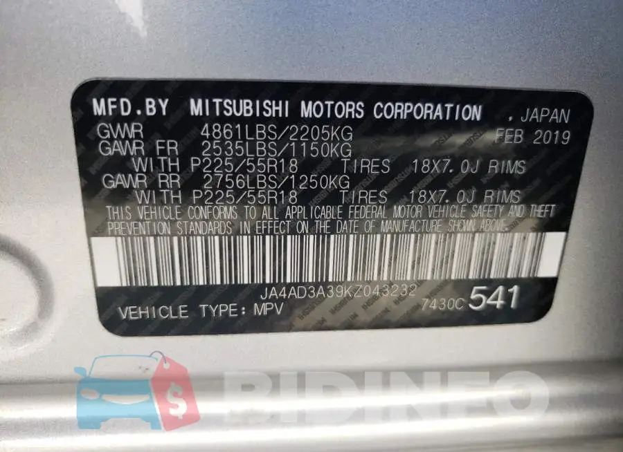 JA4AD3A39KZ043232 Photo# 10