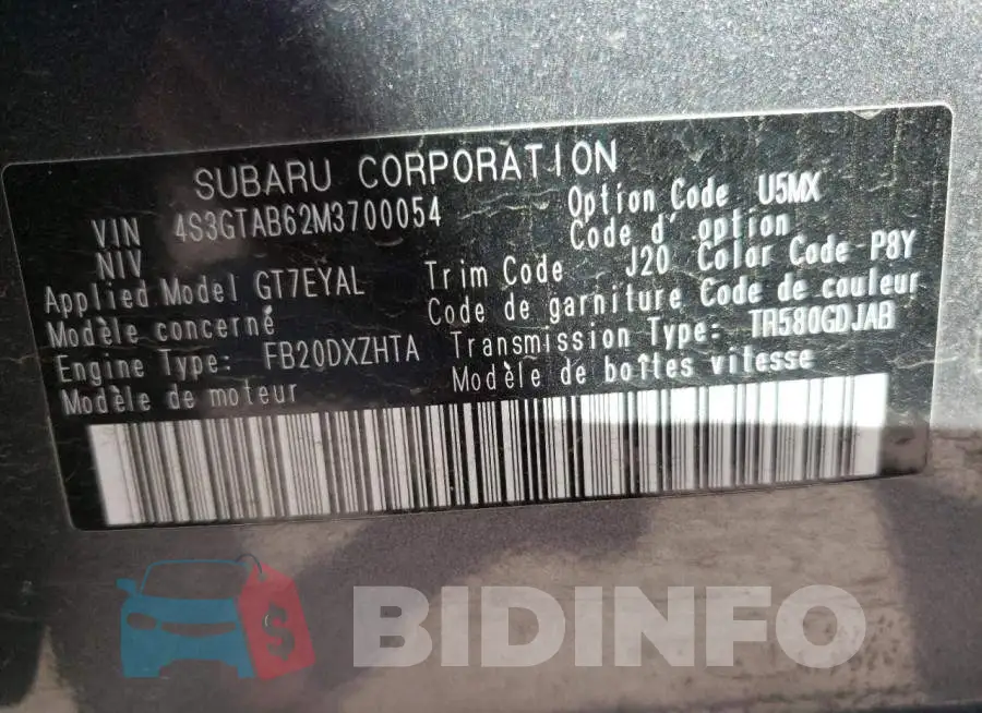 4S3GTAB62M3700054 Photo# 10