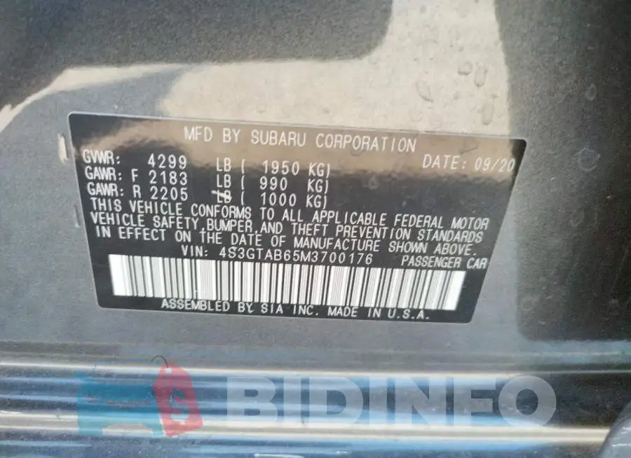 4S3GTAB65M3700176 Photo# 10