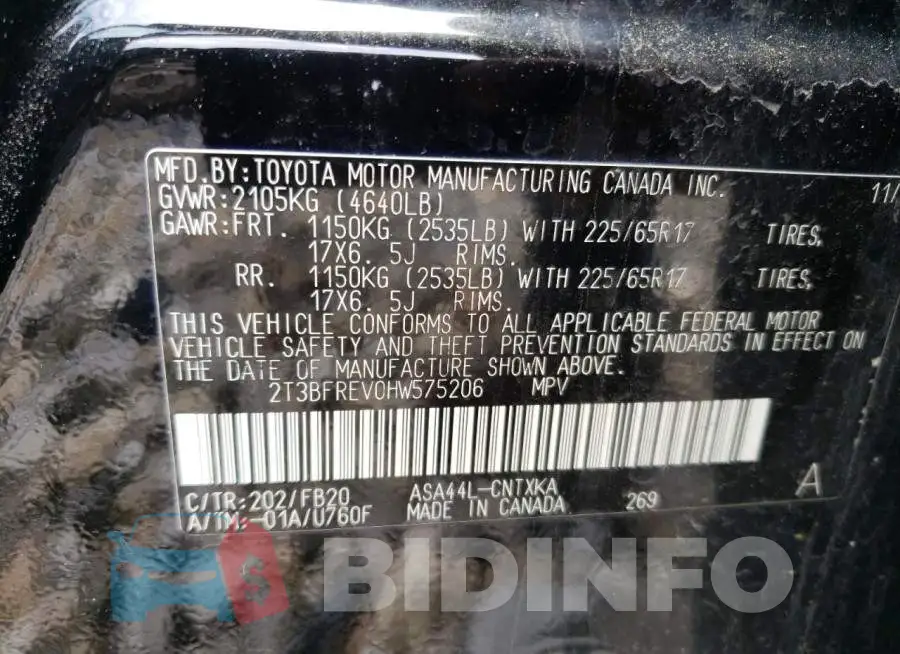 2T3BFREV0HW575206 Photo# 10