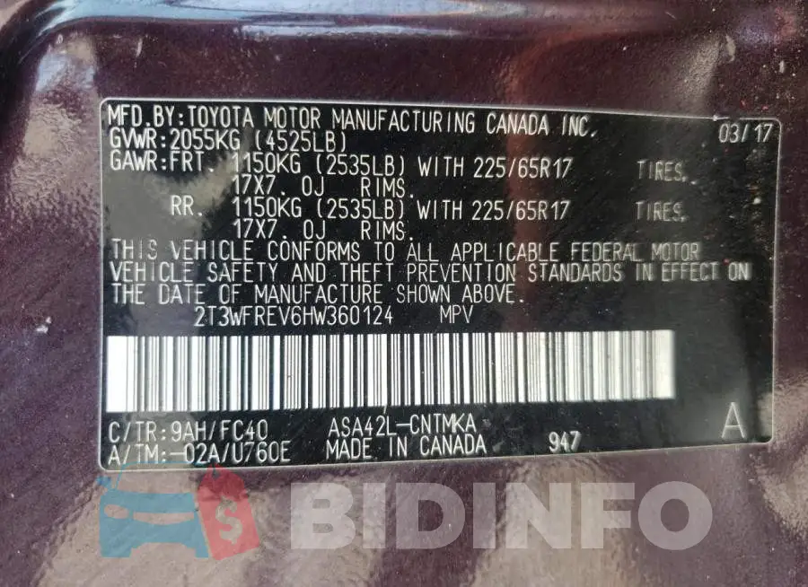 2T3WFREV6HW360124 Photo# 10