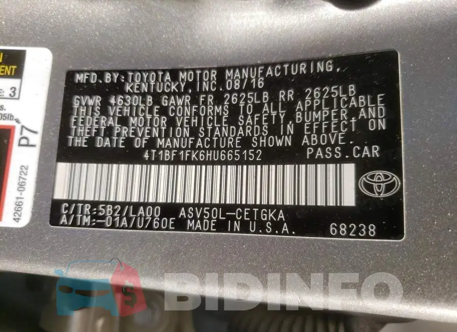 4T1BF1FK6HU665152 Photo# 10