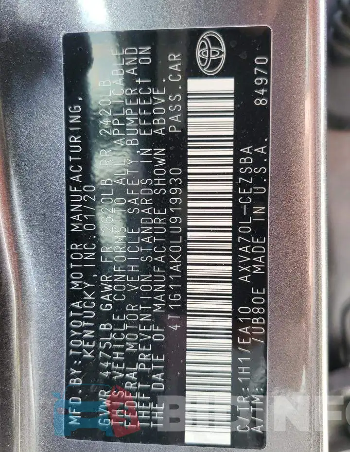 4T1G11AK0LU919930 Photo# 10