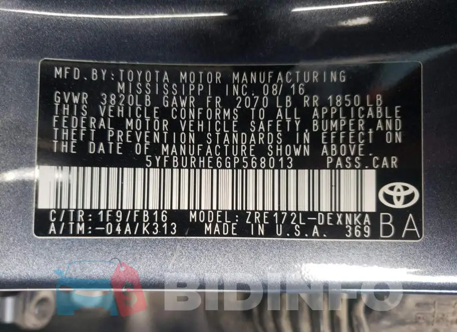 5YFBURHE6GP568013 Photo# 10