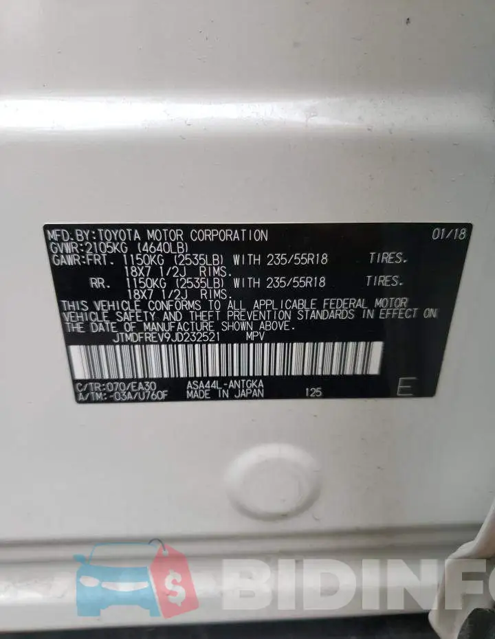 JTMDFREV9JD232521 Photo# 10