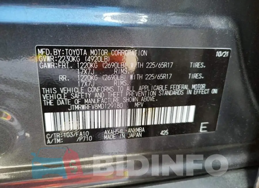 JTMRWRFV8MD129180 Photo# 10