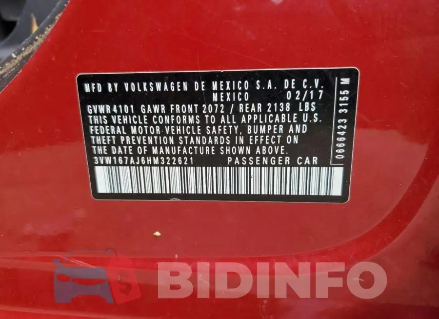 3VW167AJ6HM322621 Photo# 10