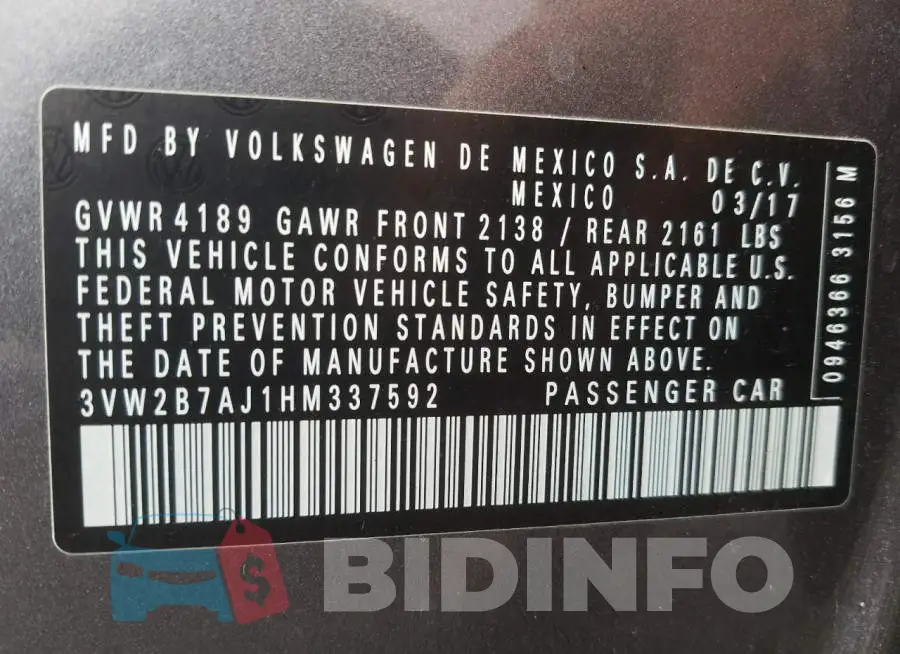 3VW2B7AJ1HM337592 Photo# 10