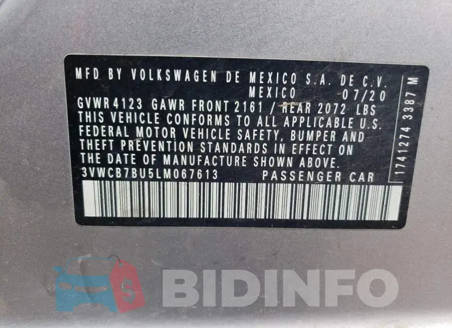 3VWCB7BU5LM067613 Photo# 10
