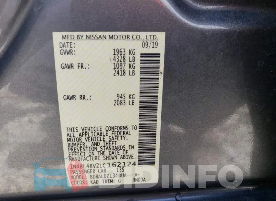 1N4BL4BV2LC162124 Photo# 10