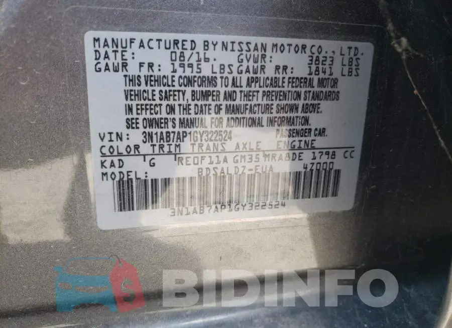 3N1AB7AP1GY322524 Photo# 10