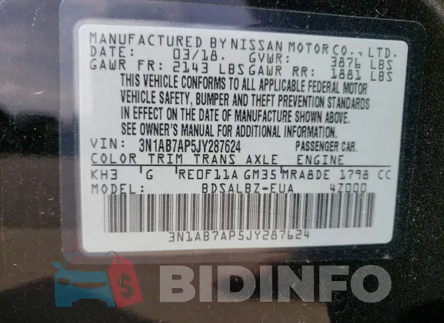 3N1AB7AP5JY287624 Photo# 10